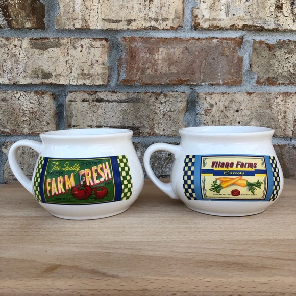 Vintage  Set Of 4 DAT'L DO-IT INC DDI Farm Signs  Soup Mugs Bowls Cups - Picture 5 of 14